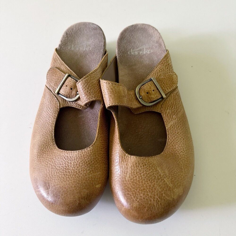 Dansko Martina Leather Mary Jane Mule Clogs Size EU 41 /US 10.5 Honey Distressed - Picture 2 of 10
